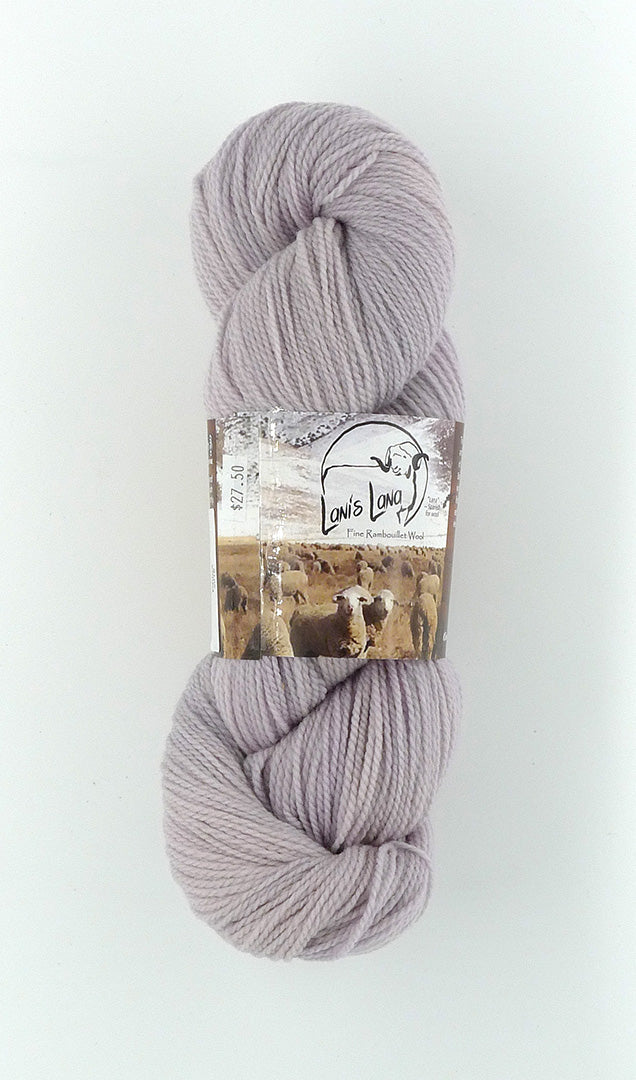 Buffalo Hills "Phlox" Botanically Dyed Sport weight yarn on a Climate Beneficial Wool Base Yarn. 4 0z 3-ply skeins made and sourced in the USA. Gray with pink tones makes a great neutral or contrast color.