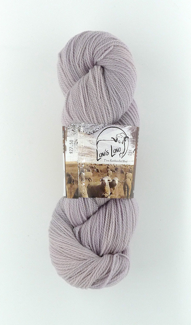 Buffalo Hills "Phlox" Botanically Dyed Sport weight yarn on a Climate Beneficial Wool Base Yarn. 4 0z 3-ply skeins made and sourced in the USA.  Gray with pink tones makes a great neutral or contrast color.