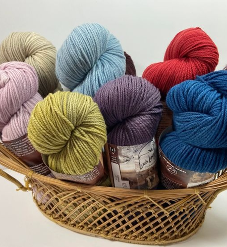 Naturally Dyed Wool Yarn in 9 semi-solid colors.  Climate Beneficial Wool Base Yarn sourced from the Bare Ranch.  Single Ranch, transparent supply chain, all made in the USA.